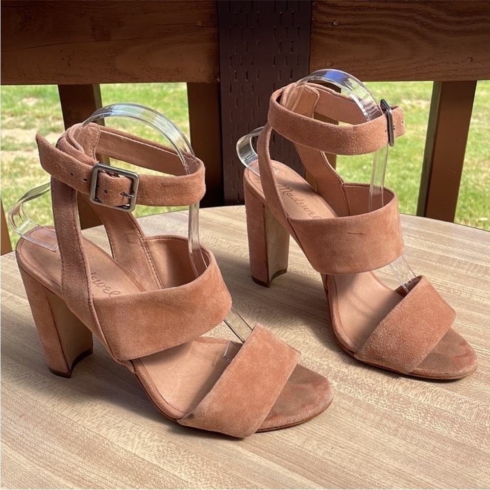CLEAR OUT PRICE! Madewell The Octavia Sandal Dusty Rose Chunky Heels Size 7.5 - Picture 3 of 12